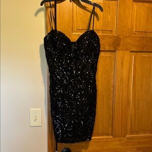 Black Sequin Dress with Spaghetti Straps- size 11/12